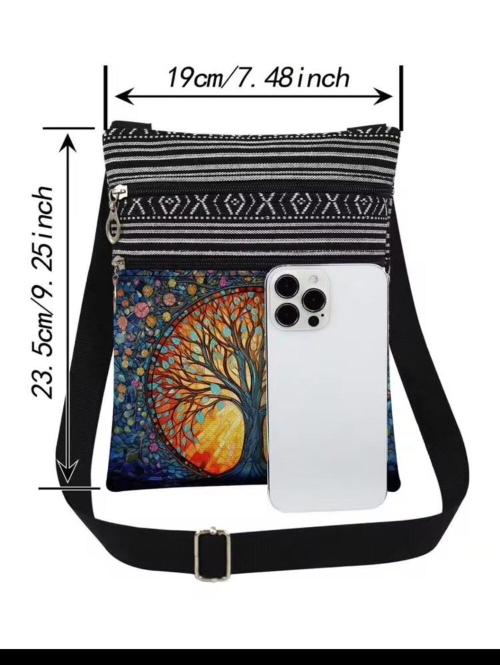 Red Hippie Bag- Fashionable Tree Of Life pattern Cross Body Bag,Unisex Reuseable